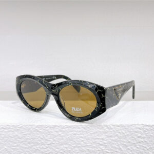 prada new triangle logo oval sunglasses