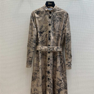 dior stand collar print trench coat