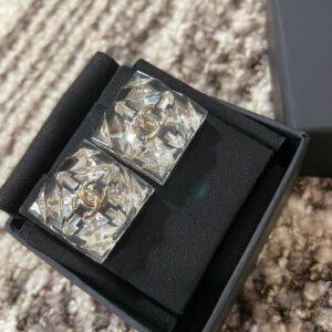 chanel acrylic faceted stud earrings