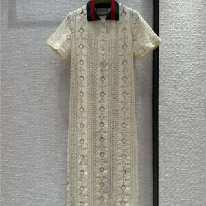 Gucci England embroidery water-soluble polo dress