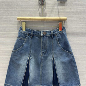 Balmain Original Color Enzyme Wash Premium Blue Denim Skirt