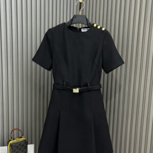 miumiu shoulder buckle belt dress