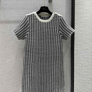 Dior houndstooth knitted short-sleeved dress