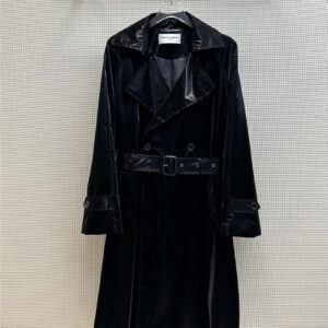YSL glossy double-breasted mid-length trench coat