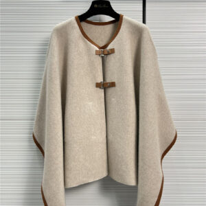 loro piano cashmere cape in couture leather with buckle