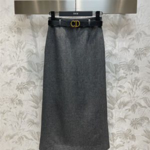 Dior gray slim A line skirt
