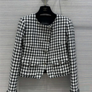 chanel classic houndstooth coat