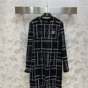 chanel irregular plaid tweed coat