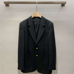 celine simple suit collar large pocket gold buckle suit jacket