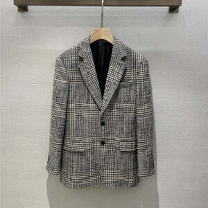celine wool checked blazer with lapels