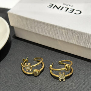celine Arc de Triomphe gold heart earrings