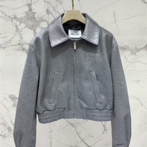 miumiu new gray leather jacket