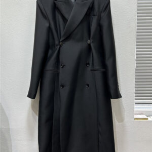 THE ROW Black Double Breasted Long Blazer Trench Coat