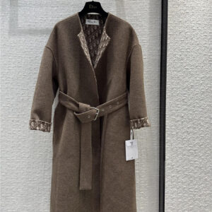 Dior double-faced wool tie round neck wool coat