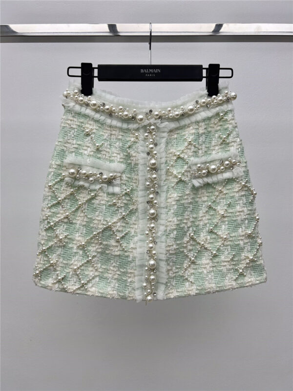 Balmain pearl embroidered skirt