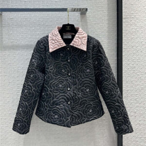 Chanel camellia embroidered cotton jacket