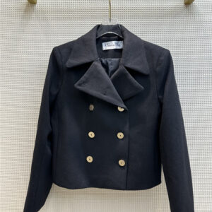 dior lapel double breasted cropped woolen coat