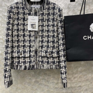 chanel tweed round neck short coat