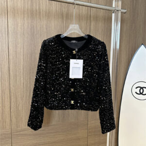 Chanel velvet double C gold buckle coat