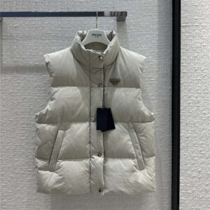 prada recycled nylon jacquard down vest