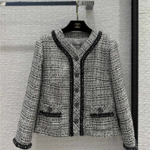 chanel vintage flower gray yarn woven small coat