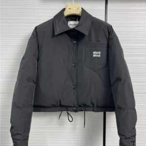 miumiu short shirt style down jacket