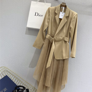 dior suit gauze skirt fake two piece dress