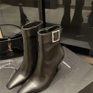 YSL autumn and winter square diamond buckle ankle boots