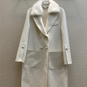 fendi two-pocket mink collar wool and cashmere coat