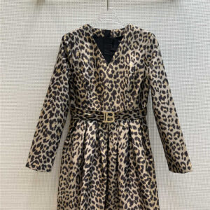 Balmain V-neck leopard print dress