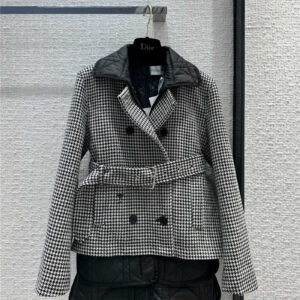 dior double breasted houndstooth coat