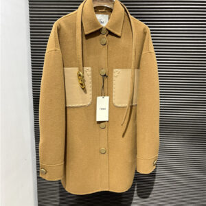 fendi fur collar mid-length cashmere coat