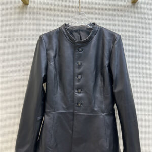 dior stand collar leather jacket