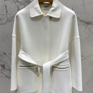 Hermès short belted cashmere coat