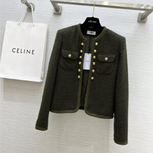 celine double pocket embellished woven jacket