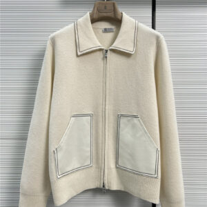 Brunello Cucinelli Sheepskin Pocket Pure Cashmere Zip Jacket