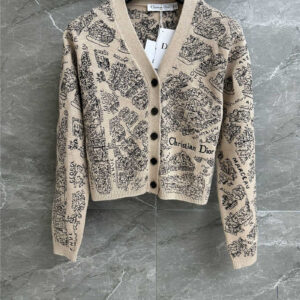 dior map embroidered cardigan