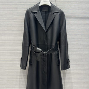 prada industrial style jacket long leather trench coat