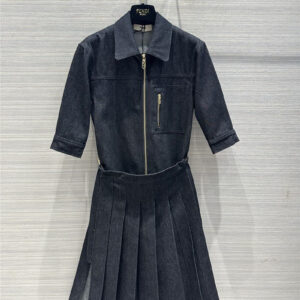 fendi premium gray denim two-piece dress