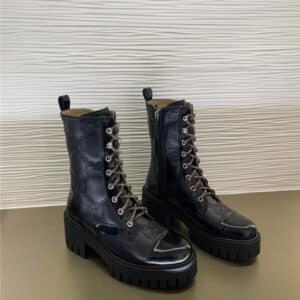 gucci double G embroidered logo retro motorcycle boots