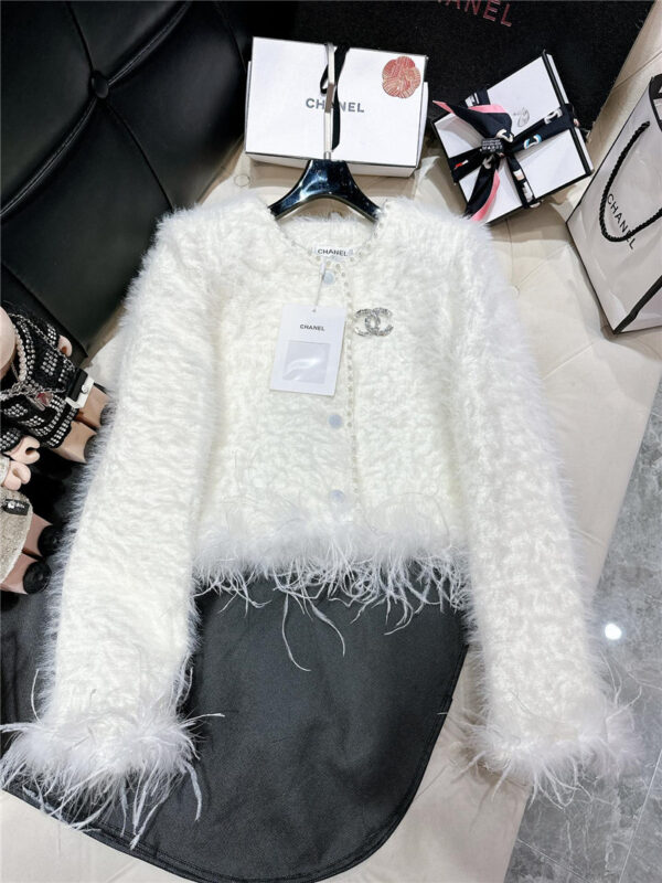 chanel autumn and winter feather coat