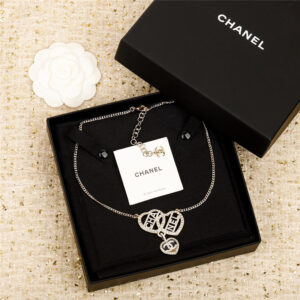 chanel hollow double heart necklace