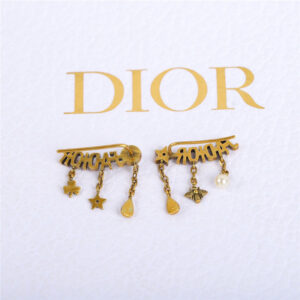 dior left and right letter tassel ear clips
