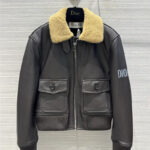 dior lambswool collar down leather jacket
