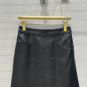 Hermès pebbled lambskin skirt