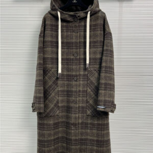 jil sander plaid double-sided cashmere coat