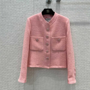 Chanel elegant single-breasted short pink jacket