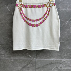 chanel waist chain jacquard skirt