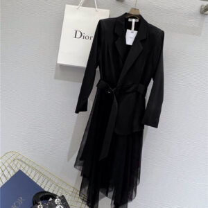 dior suit gauze fake two piece dress
