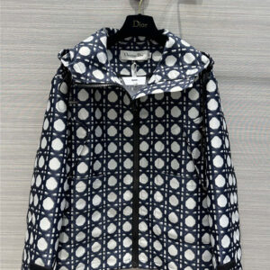 dior popular plaid jacquard fabric hooded short-sleeved jacket